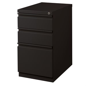 Pemberly Row 23&quotD Mobile Pedestal 3-Drawer Filing Cabinet Box/Box/File in Black
