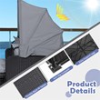 Pemberly Row Patio Rattan Daybed Lounge Retractable Top Canopy in Gray
