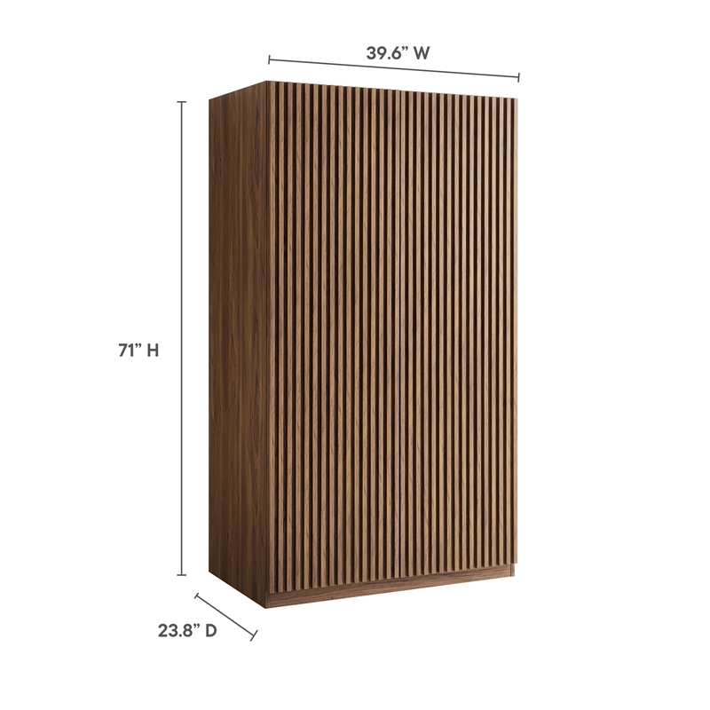 Pemberley Row Wood Walnut Wardrobe Rectangular Adjustable Shelves 71