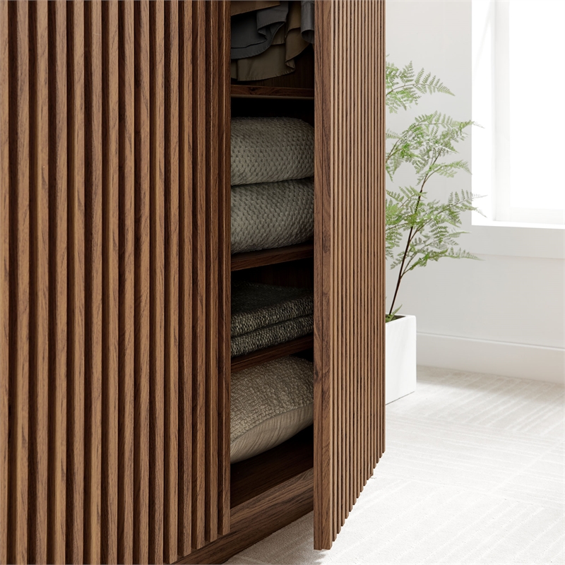 Pemberley Row Wood Walnut Wardrobe Rectangular Adjustable Shelves 71