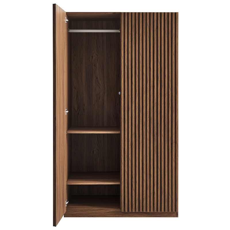 Pemberley Row Wood Walnut Wardrobe Rectangular Adjustable Shelves 71