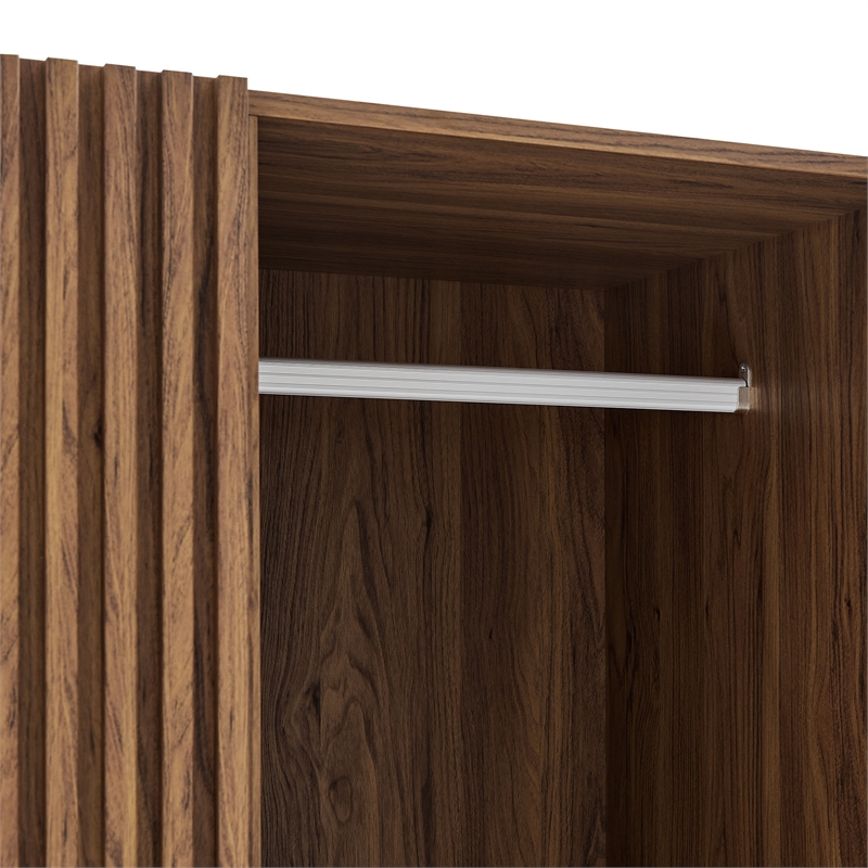 Pemberley Row Wood Walnut Wardrobe Rectangular Adjustable Shelves 71