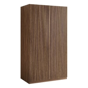 Pemberly Row Contemporary Wood Wardrobe Closet in Walnut Finish