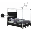Pemberly Row Solid Wood and Vegan Leather Queen Bed in Black