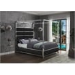 Pemberly Row Solid Wood and Vegan Leather Queen Bed in Black
