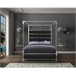 Pemberly Row Solid Wood and Vegan Leather Queen Bed in Black