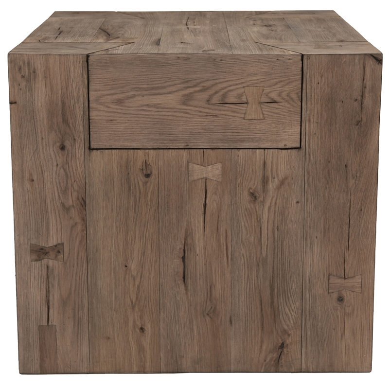Pemberly Row Transitional Oak Wood End Table in Natural Brown