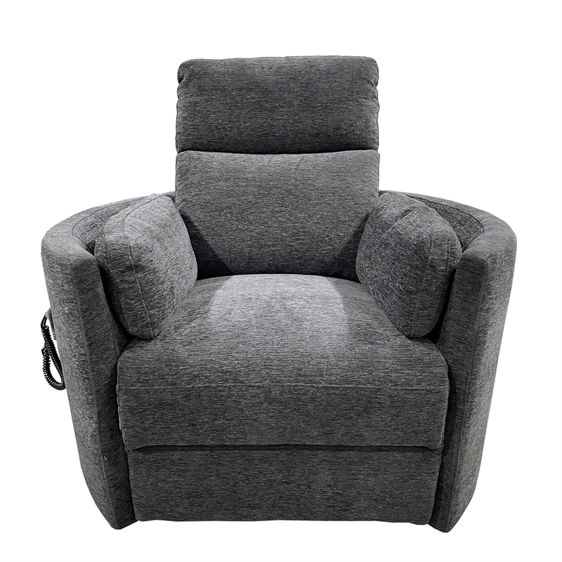 Pemberly Row Fabric Power Lift Glider Recliner in Charcoal/Mediterranean