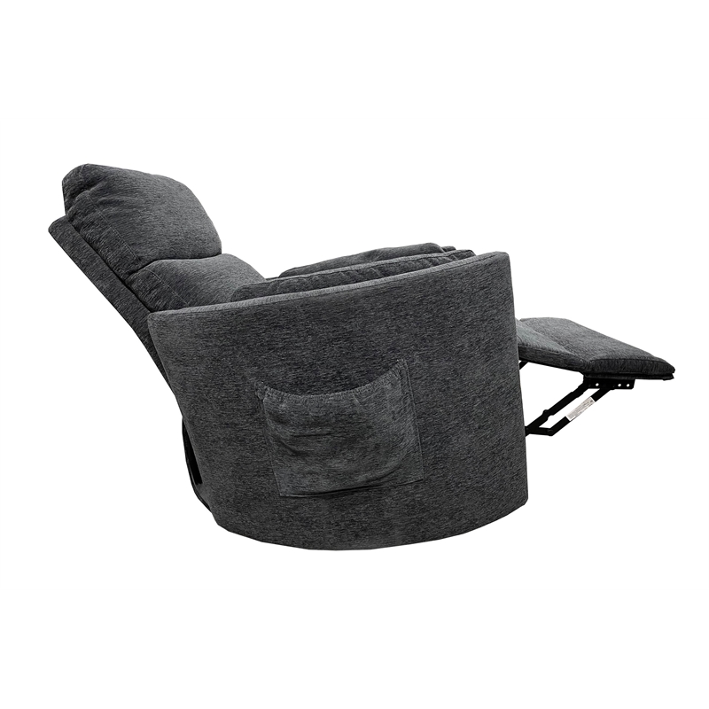 Pemberly Row Fabric Power Lift Glider Recliner in Charcoal/Mediterranean