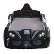 Pemberly Row Plastic Twin Race Car Bed with LED Light in Black