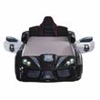 Pemberly Row Plastic Twin Race Car Bed with LED Light in Black