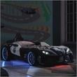 Pemberly Row Plastic Twin Race Car Bed with LED Light in Black