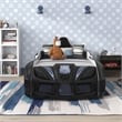 Pemberly Row Plastic Twin Race Car Bed with LED Light in Black