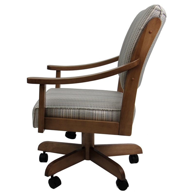 Pemberly Row Swivel Wood Dining Caster Chair Casa in Natural Fun/ Brown