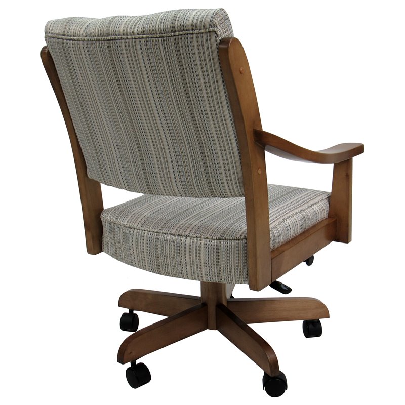 Pemberly Row Swivel Wood Dining Caster Chair Casa in Natural Fun/ Brown