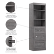 Pemberly Row 25W Closet Organizer with Drawers in Bark Gray - Engineered Wood