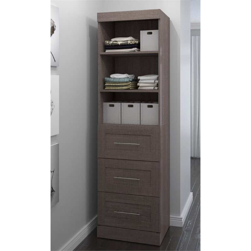 Pemberly Row 25W Closet Organizer with Drawers in Bark Gray - Engineered Wood