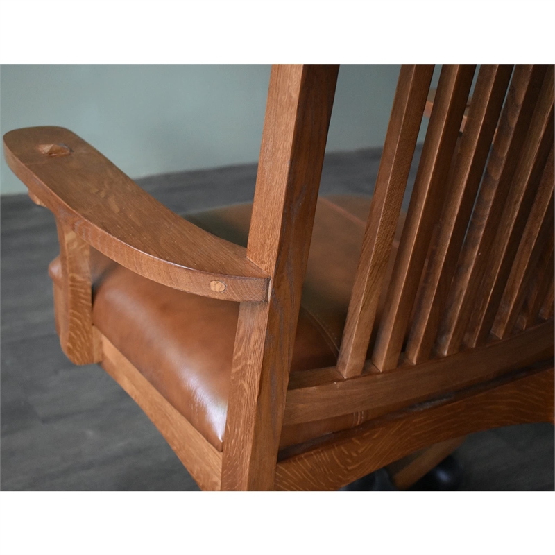 Pemberly Row Traditional Wood Office Chair in Oak with Full 360 Degree Swivel