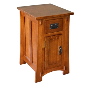 Pemberly Row Mission Tapered Leg Narrow Nightstand in Walnut