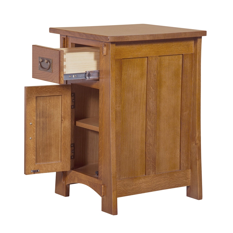 Pemberly Row Mission Tapered Leg Narrow Nightstand in Walnut