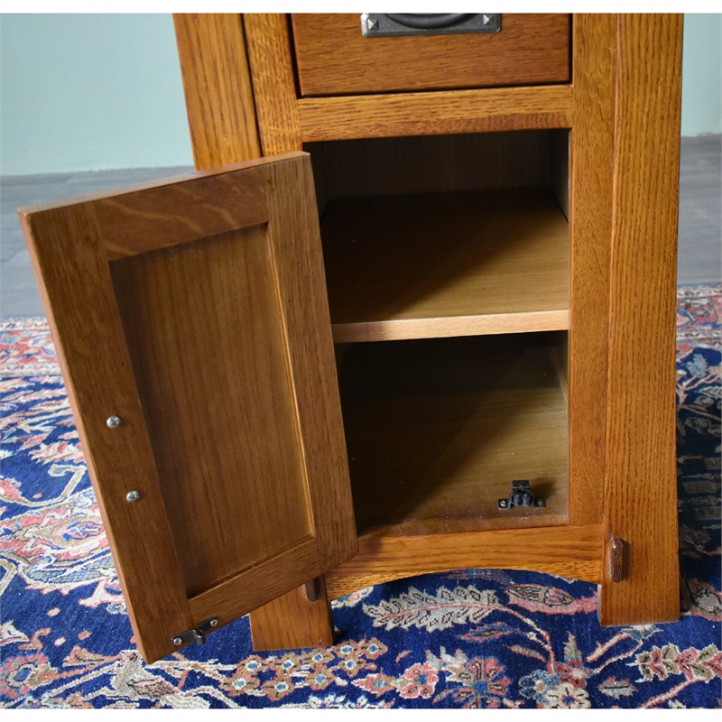 Pemberly Row Mission Tapered Leg Narrow Nightstand in Walnut
