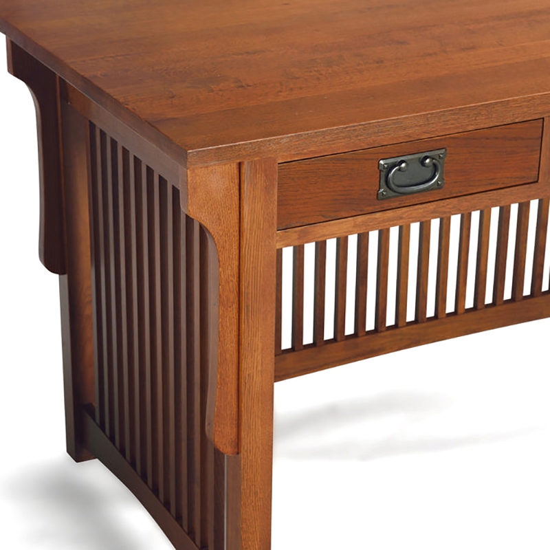 Pemberly Row Traditional 3-Drawer Wood Library Desk in Cherry