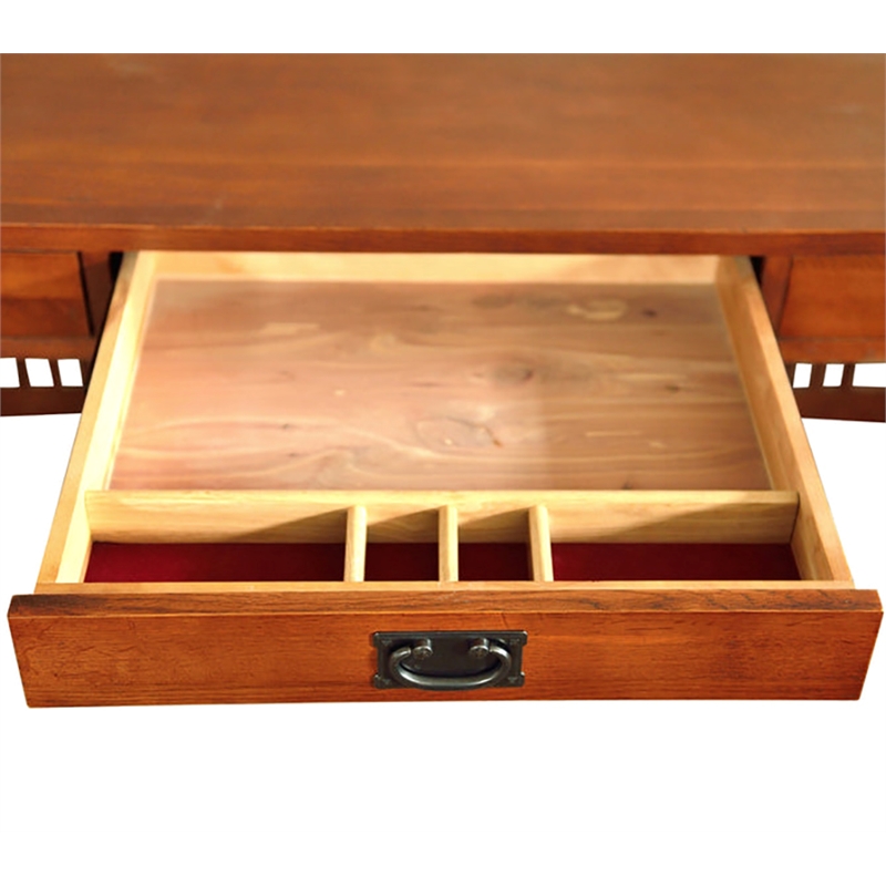 Pemberly Row Traditional 3-Drawer Wood Library Desk in Cherry