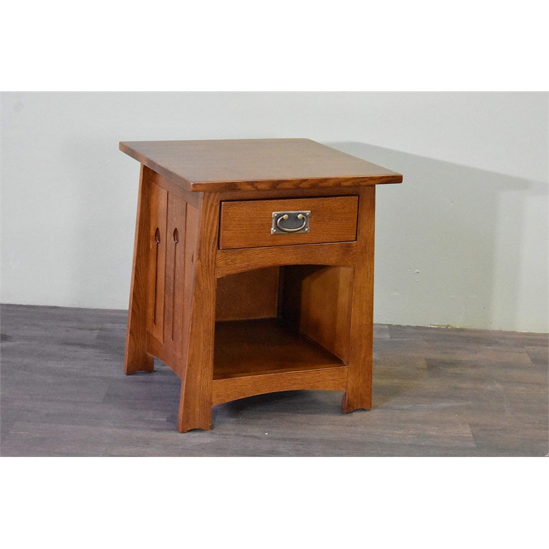 Pemberly Row Mission Solid Quarter Sawn Oak Keyhole End Table