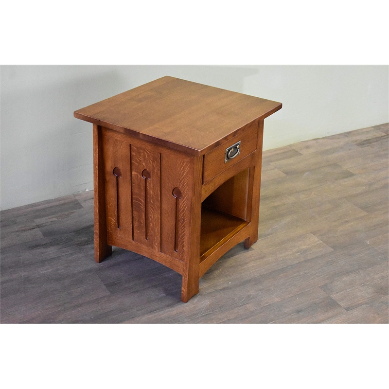 Pemberly Row Mission Solid Quarter Sawn Oak Keyhole End Table