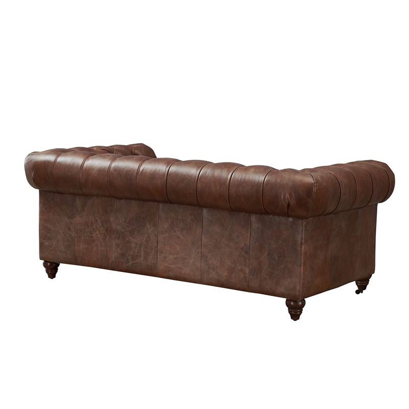 Pemberly Row Top Grain Leather Chesterfield 72