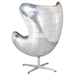 Pemberly Row Leather & Metal Spitfire Shell Egg Chair in Brown