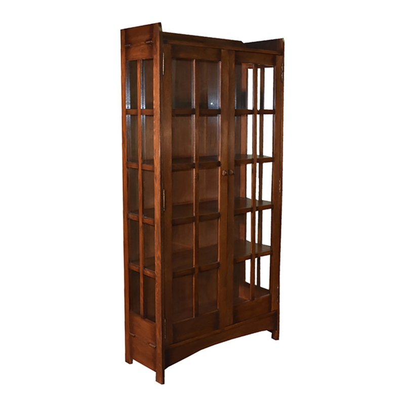 Pemberly Row Traditional Solid Wood China Cabinet in Dark Walnut