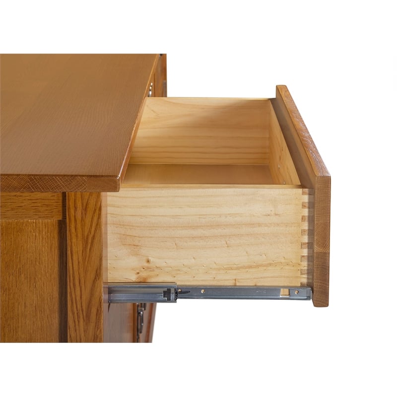 Pemberly Row Traditional 3-Drawer Solid Wood Sideboard in Cherry