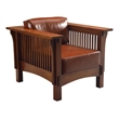 Pemberly Row Traditional Leather Arm Chair in Russet Brown Finish