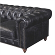 Pemberly Row Top Grain Leather Chesterfield Leather Loveseat in Black Finish