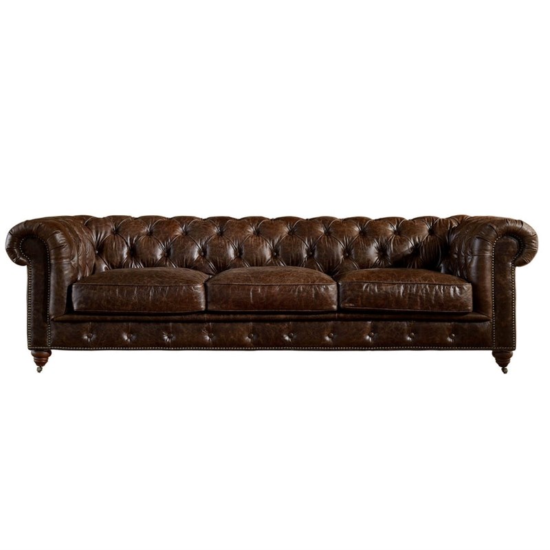 Pemberly Row Top Grain Leather Chesterfield 95