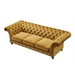 Pemberly Row Traditional Mission Fabric Sloped Arm Sofa in Yellow