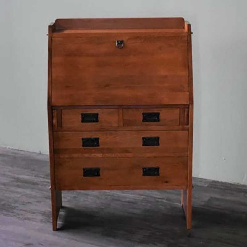 Pemberly Row Traditional Wood Secretary Desk in Light Brown Finish