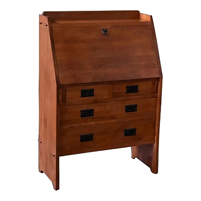 Pemberly Row Traditional Wood Secretary Desk in Light Brown Finish