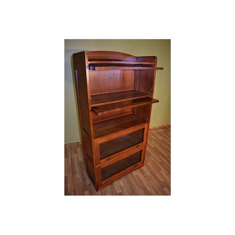 Pemberly Row Traditional 4-Stack Wood Barrister Bookcase in Cherry