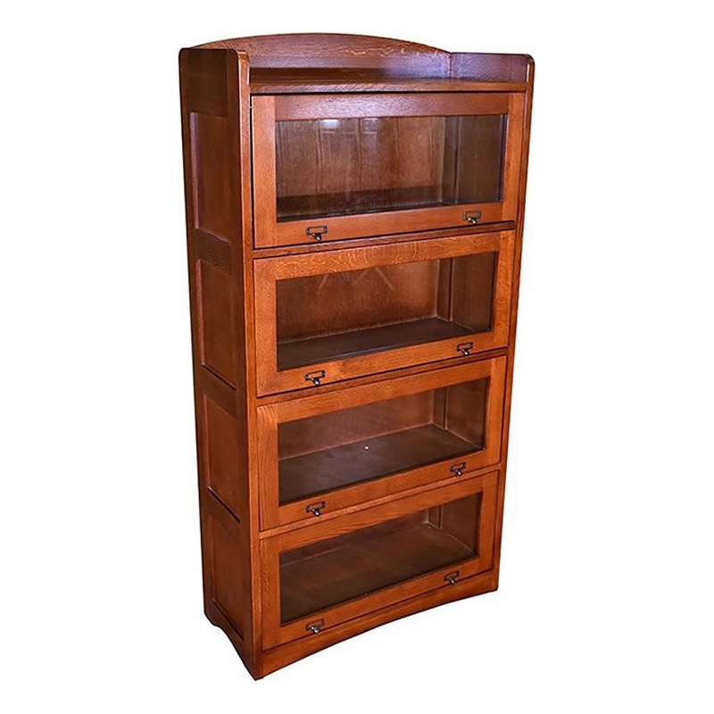 Pemberly Row Traditional 4-Stack Wood Barrister Bookcase in Cherry