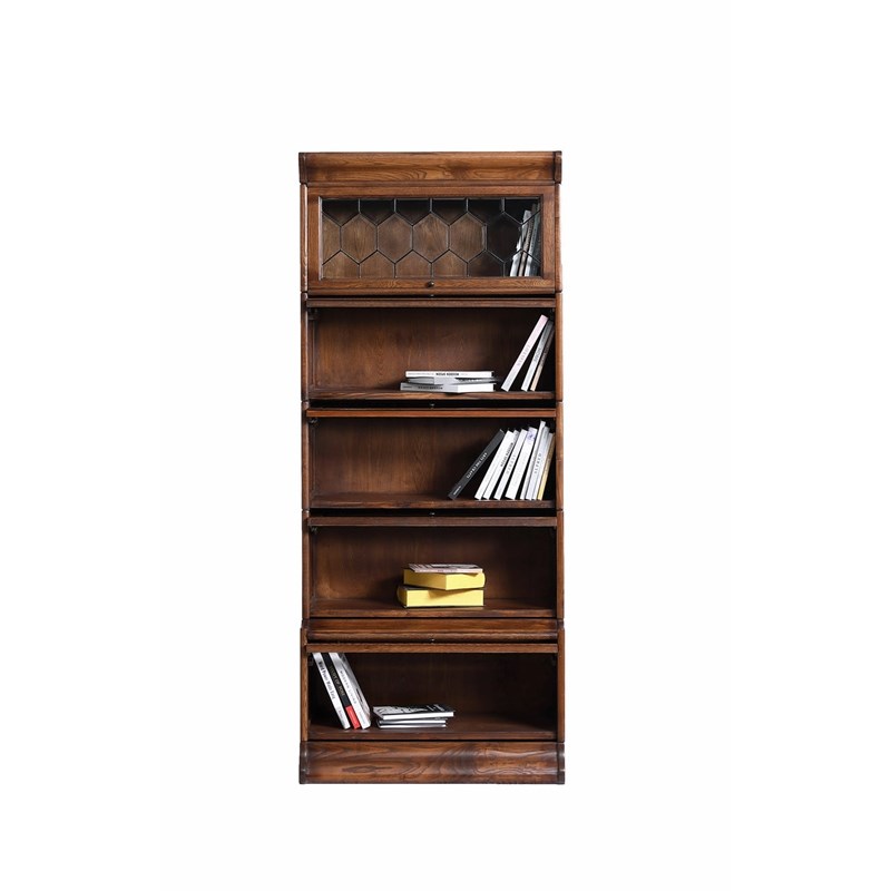 Pemberly Row Traditional 5 Stacks Wood Barrister Bookcase in Walnut