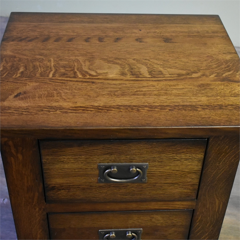 Pemberly Row Mission Quarter Sawn Oak 3 Drawer Nightstand in Walnut