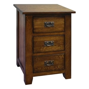 Pemberly Row Mission Quarter Sawn Oak 3 Drawer Nightstand in Walnut