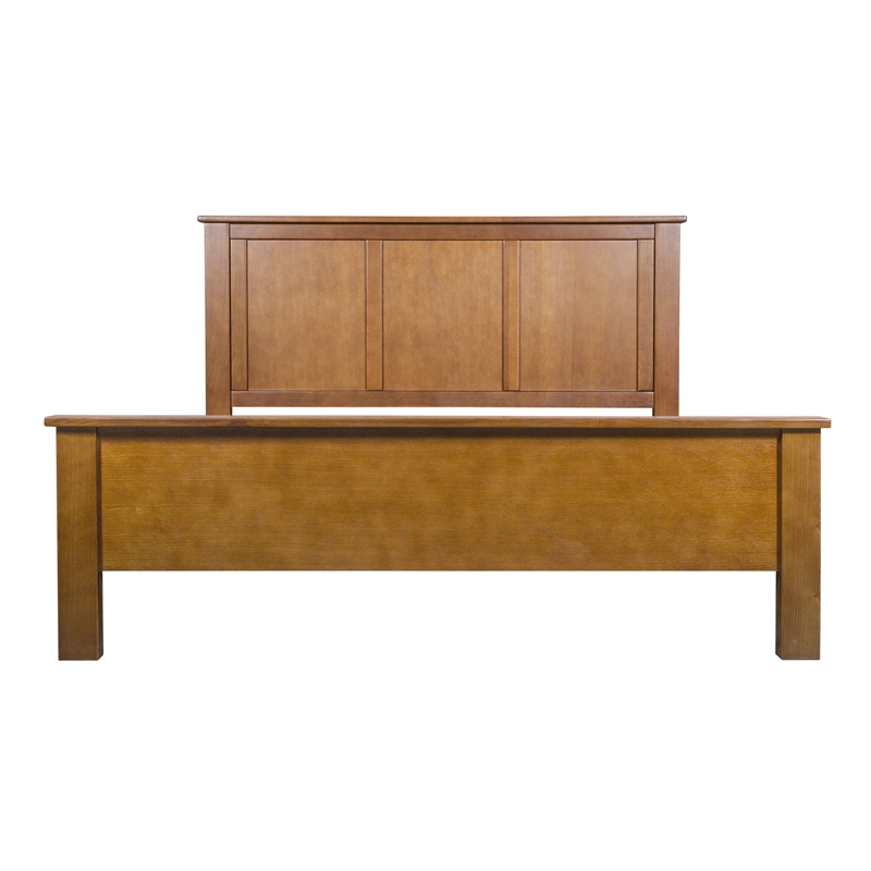 Pemberly Row Traditional Mission Solid Wood King Panel Bed in Cherry