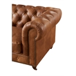 Pemberly Row Top Grain Leather Chesterfield Leather Arm Chair in Light Chestnut