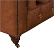 Pemberly Row Top Grain Leather Chesterfield Leather Arm Chair in Light Chestnut