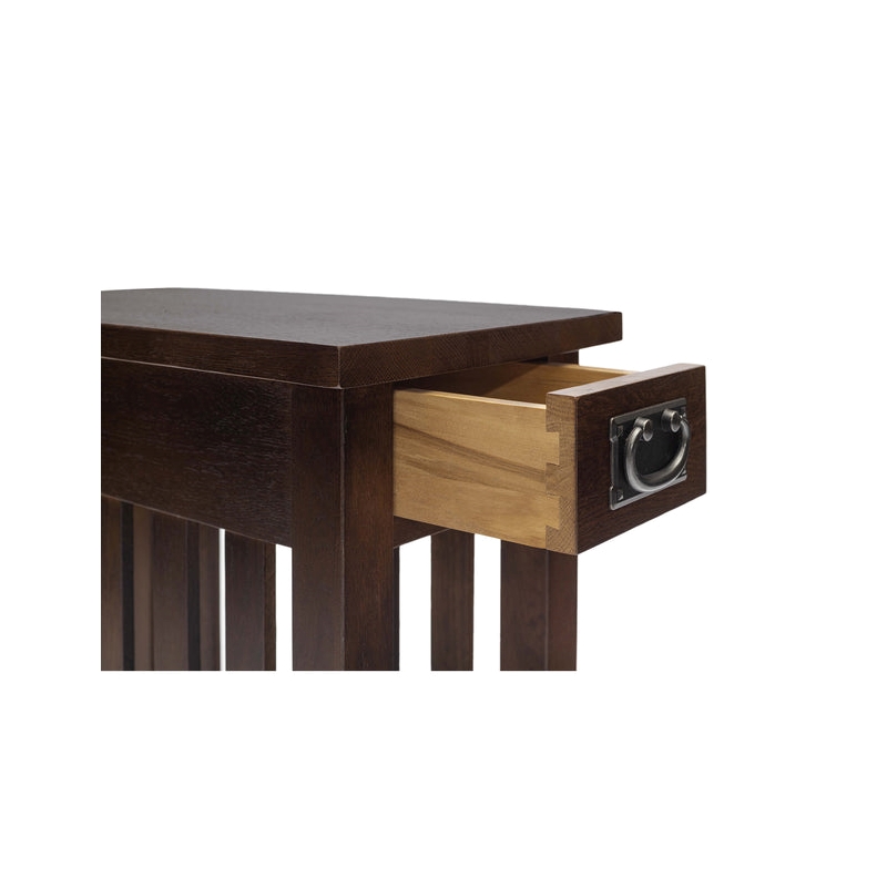 Pemberly Row Traditional Mission 1 Drawer Side Table in Walnut Finish