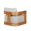 Pemberly Row Traditional Outdoor Solid Teak Swivel Chair in Gray Fabric
