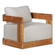 Pemberly Row Traditional Outdoor Solid Teak Swivel Chair in Gray Fabric